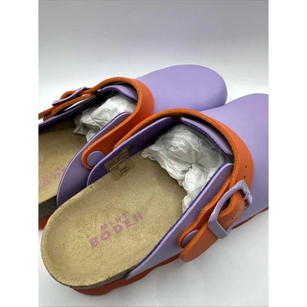 Mini Boden Girls Size 34 US 3 Orange And Purple Clogs #1006